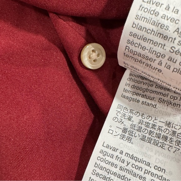 Madewell Women's Burgundy Floral Chiffon Top Short Sleeve Dress Shirt Lined - Picture 9 of 12